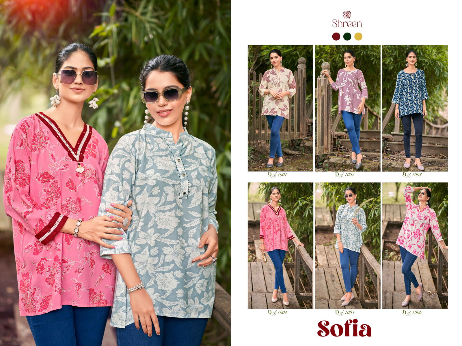 Sofia Vol 1 By Shreen Western Rayon Printed Tunic Ladies Top Wholesalers In India
